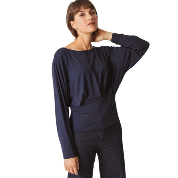 SKFK Navy Blue AITZOLE Long Sleeve Boatneck Tencel Modal Top EU 40 | US 8 NWT - Picture 11 of 11